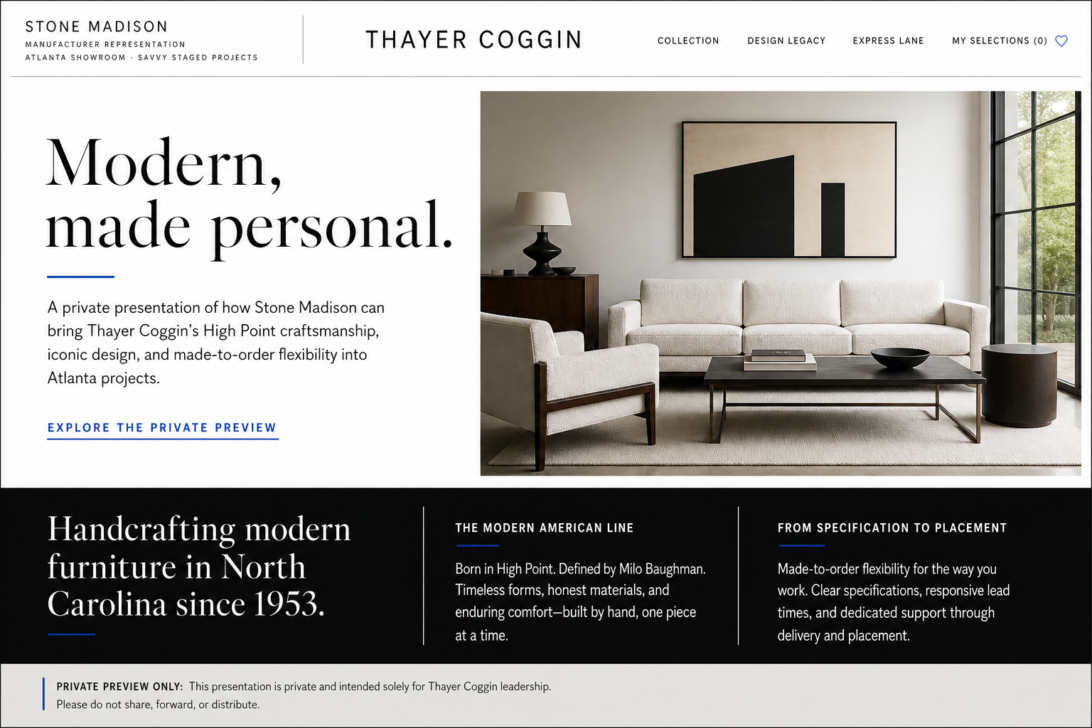 Thayer Coggin private representation preview