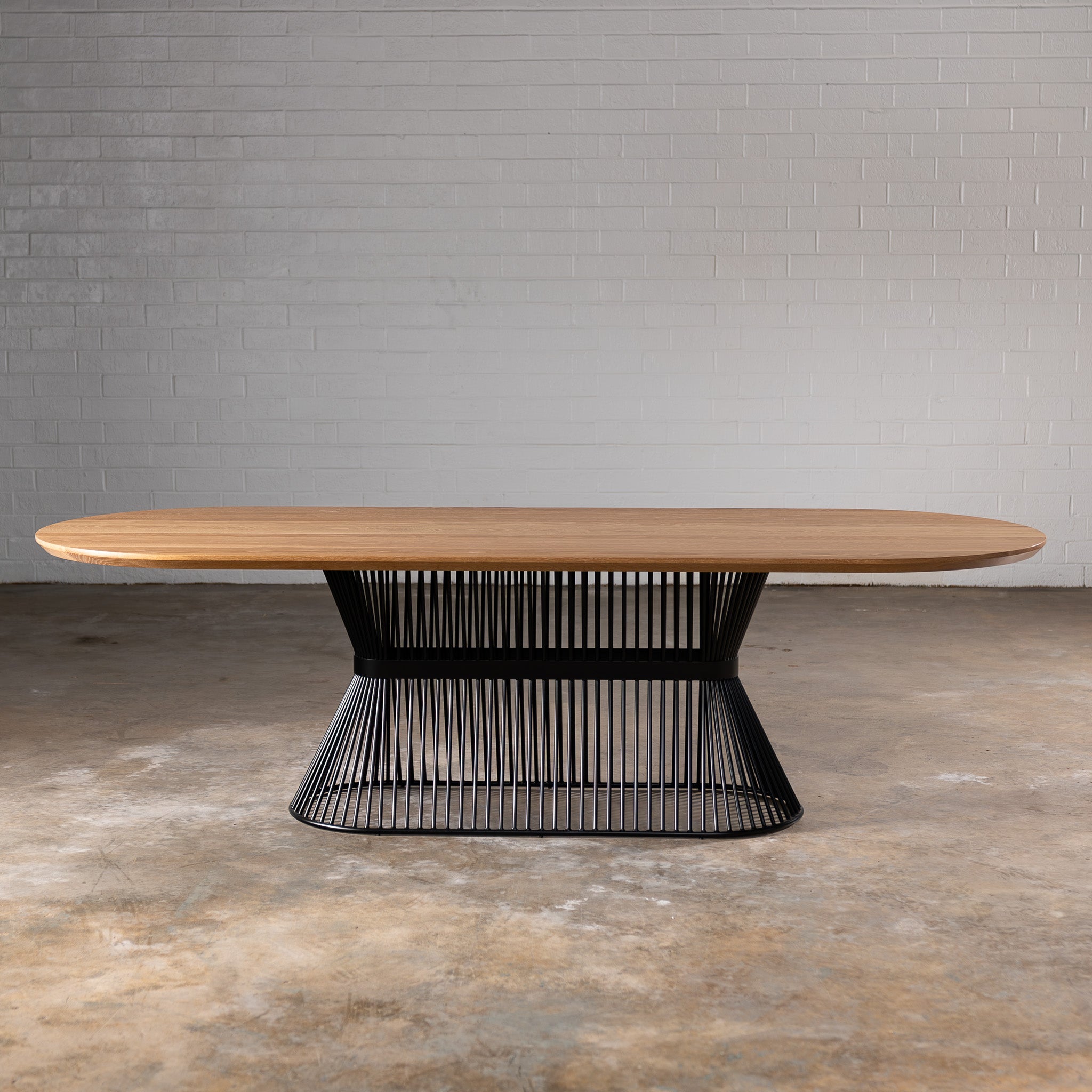 Oak Light White Racetrack Dining Table (Quick Ship) — view or finish 4