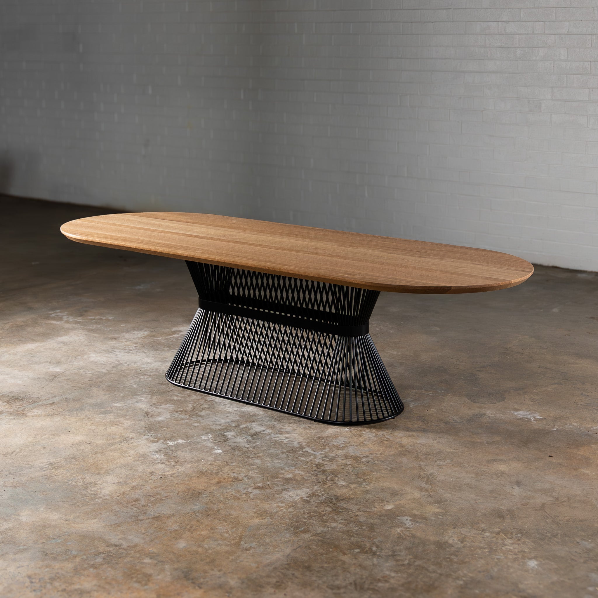 Oak Light White Racetrack Dining Table (Quick Ship) — view or finish 2