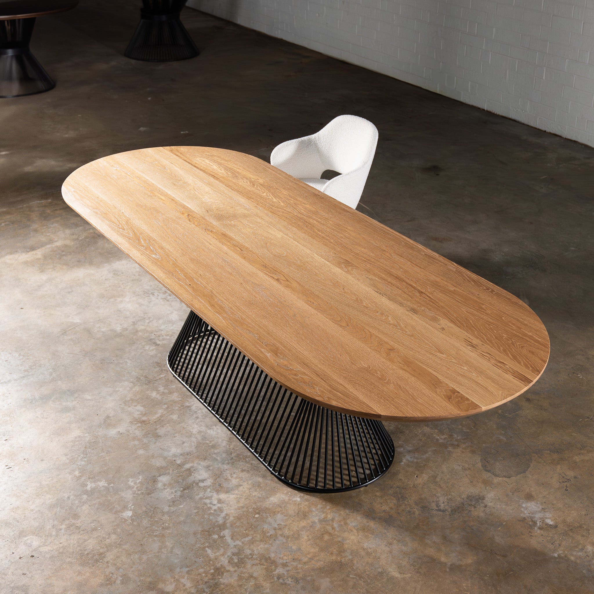 Oak Light White Racetrack Dining Table (Quick Ship) — view or finish 8