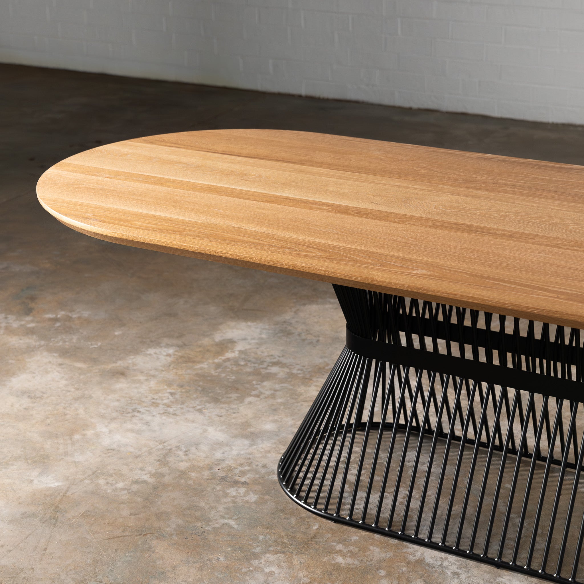 Oak Light White Racetrack Dining Table (Quick Ship) — view or finish 9