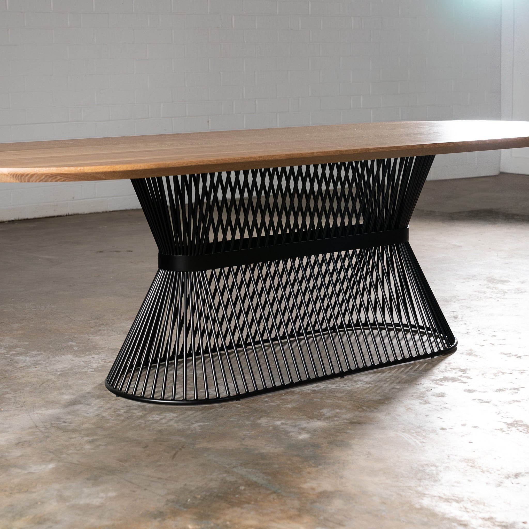 Oak Light White Racetrack Dining Table (Quick Ship) — view or finish 10