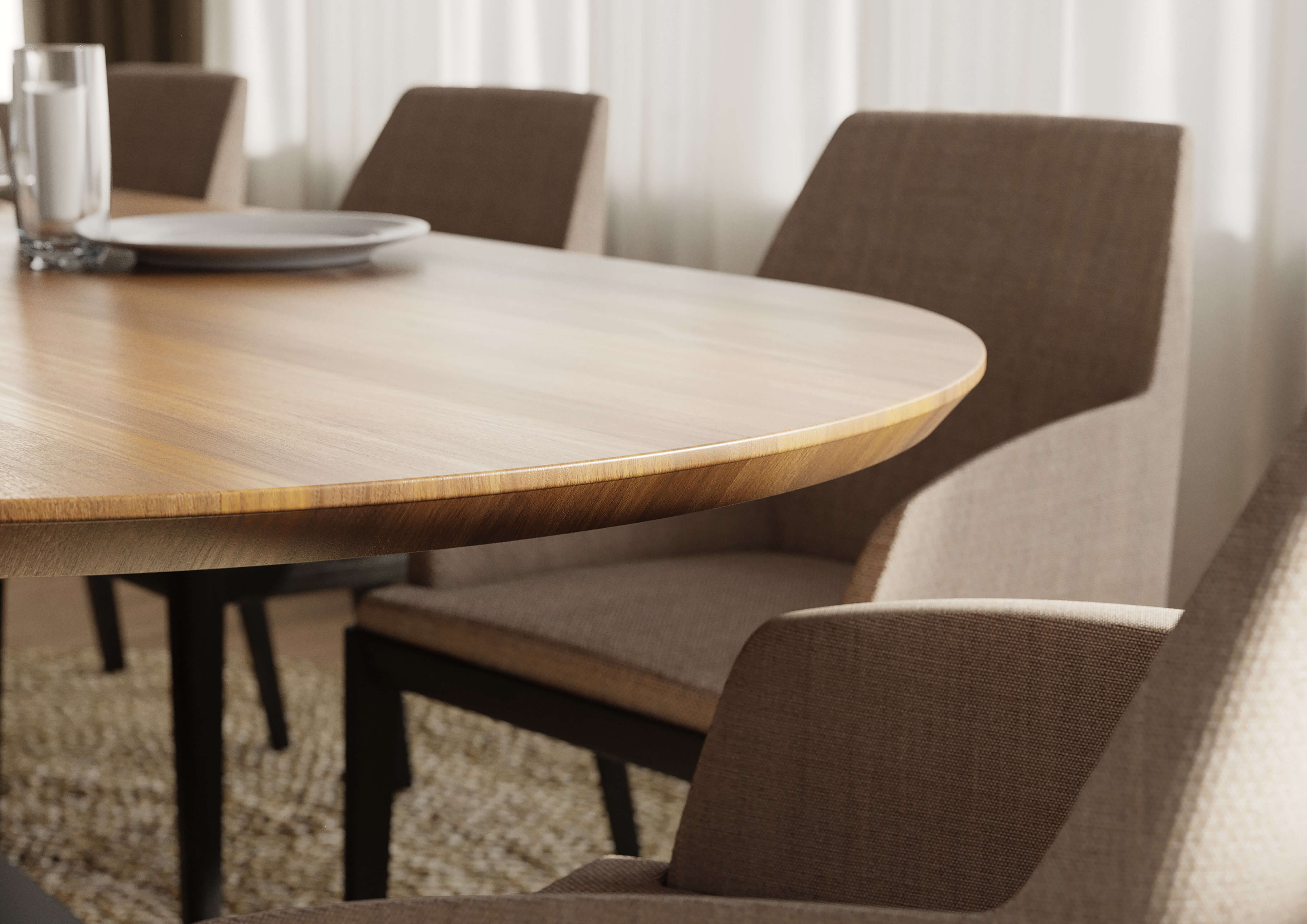 Oak Racetrack Dining Table — view or finish 3
