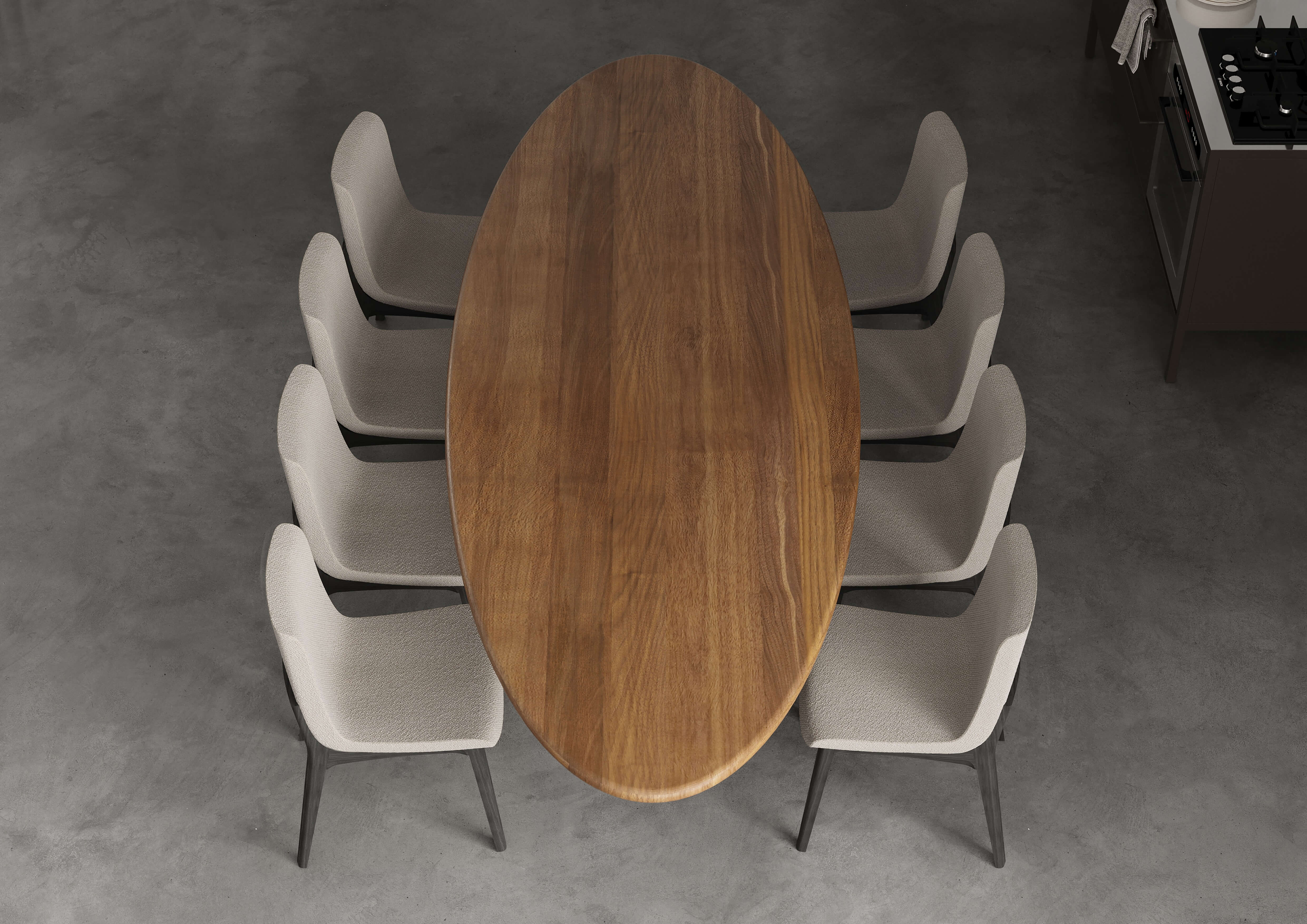 Oak Ellipse Dining Table — view or finish 4