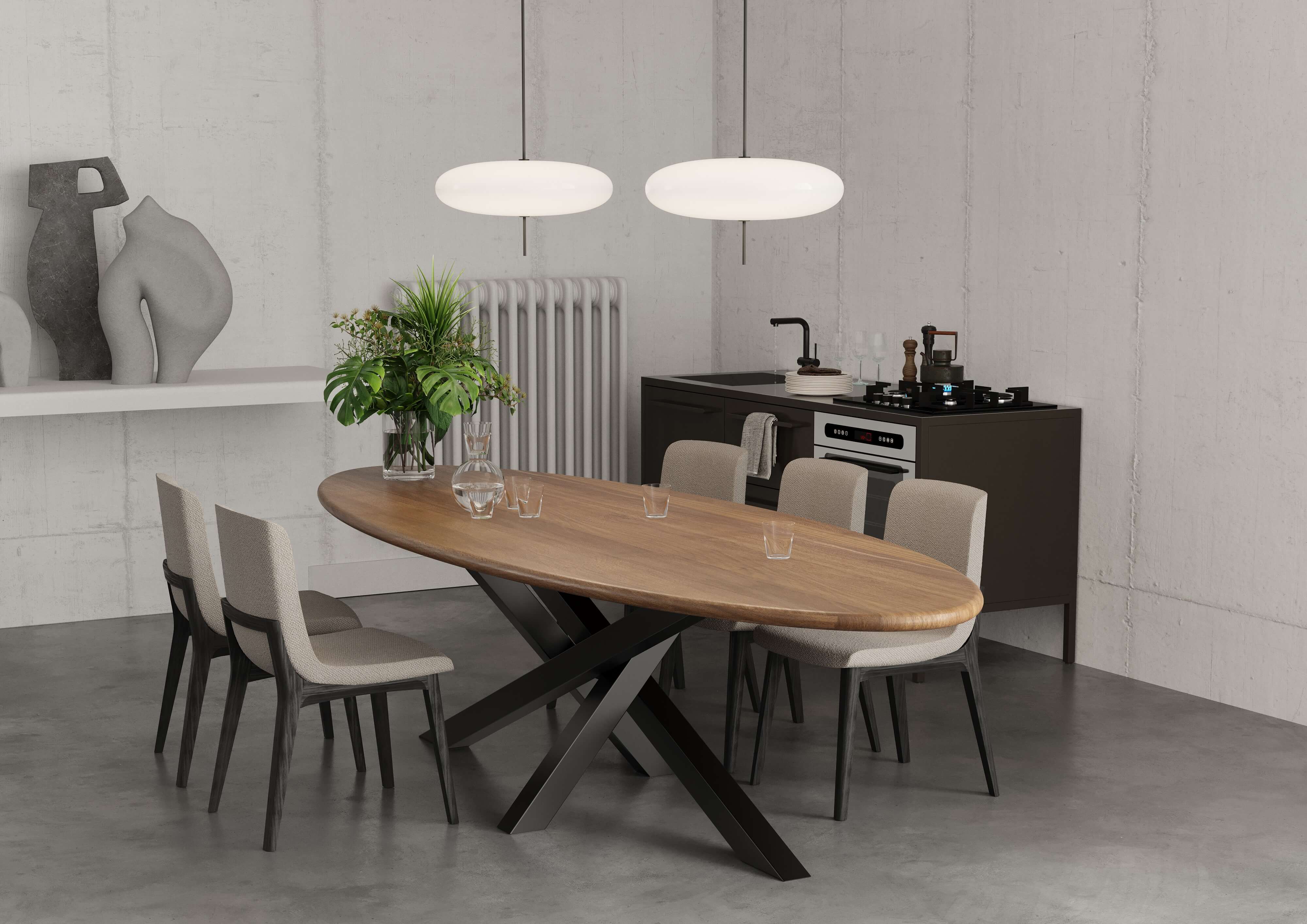 Oak Ellipse Dining Table — view or finish 3