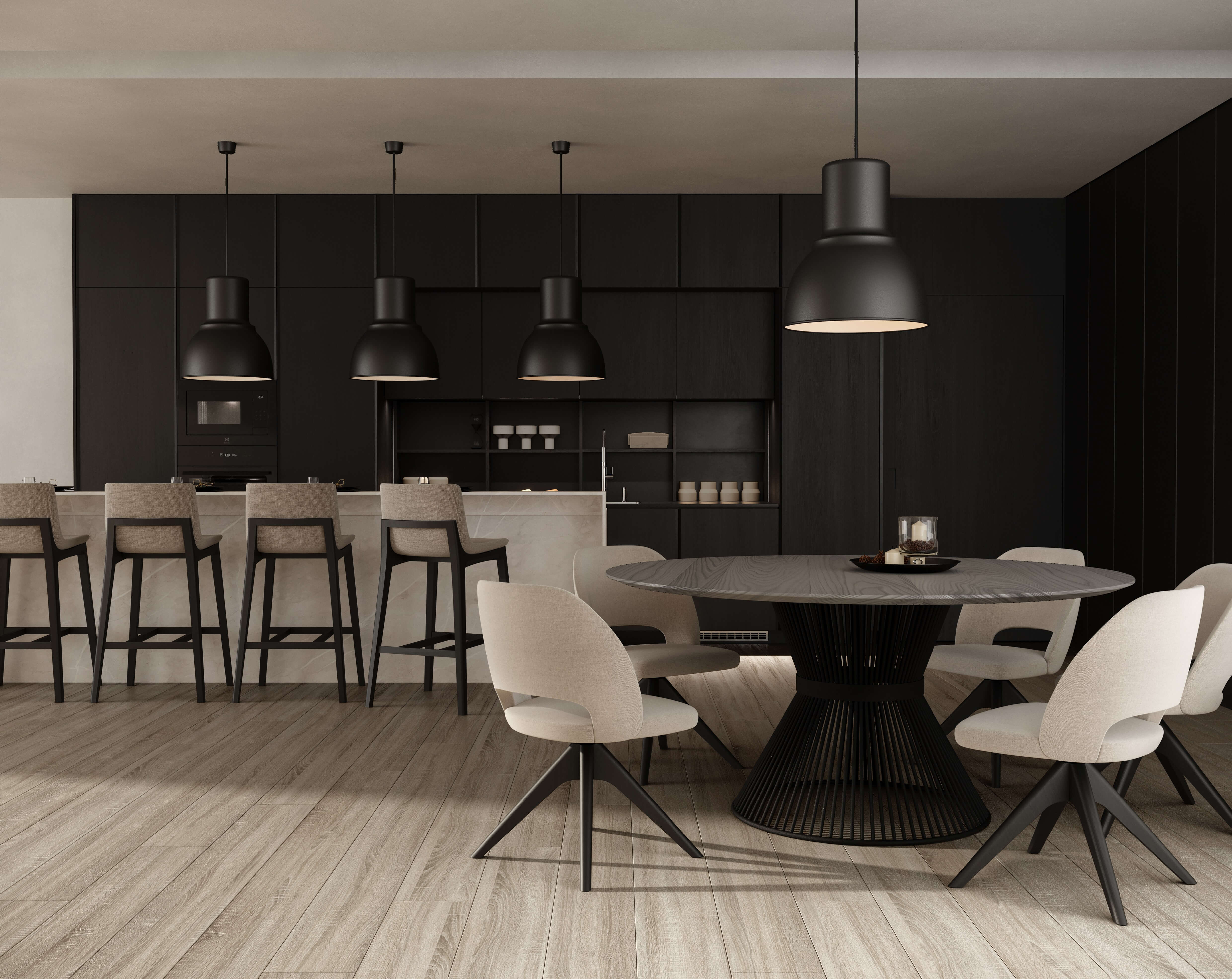 Oak Circular Dining Table — view or finish 5