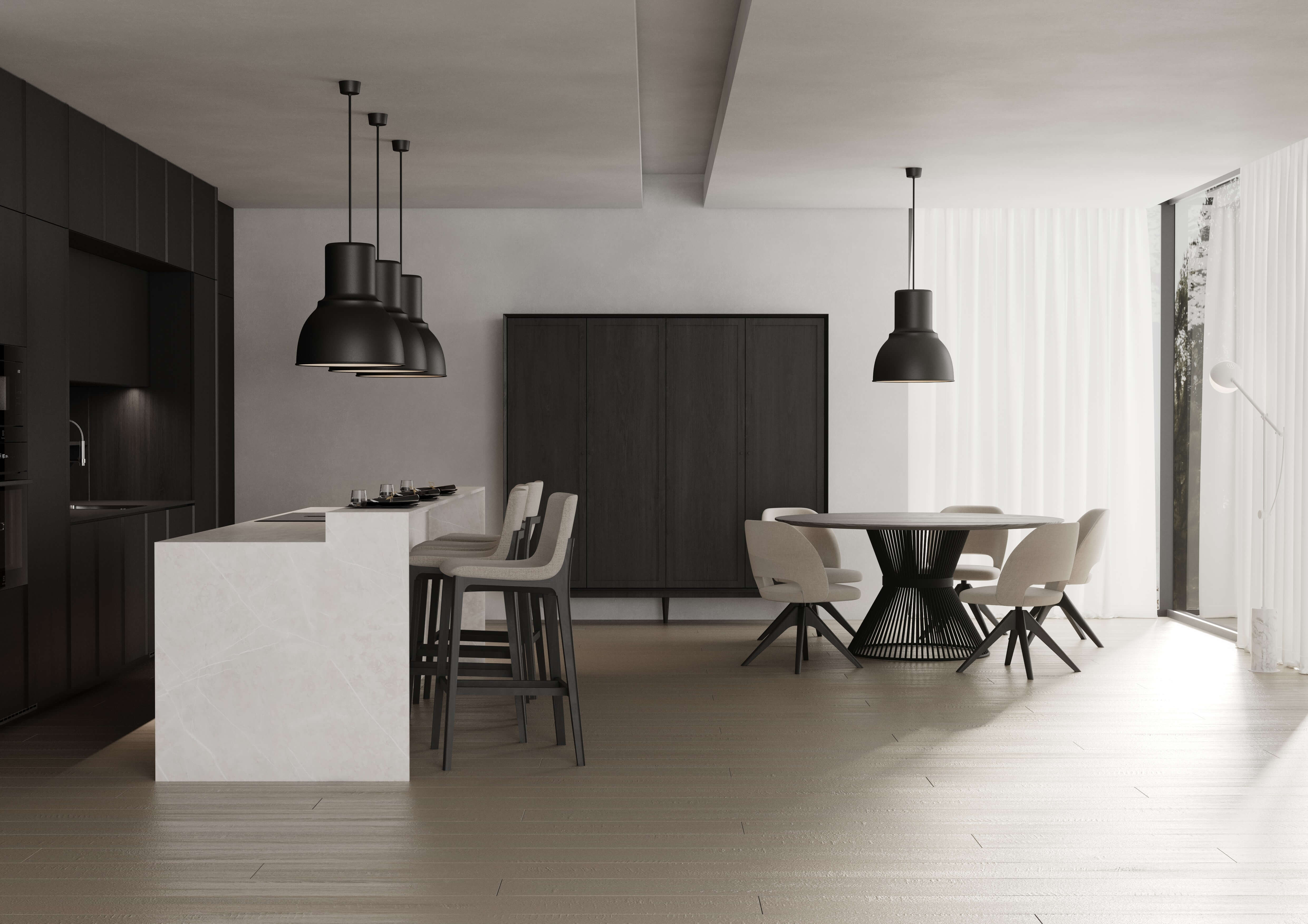 Oak Circular Dining Table — view or finish 4
