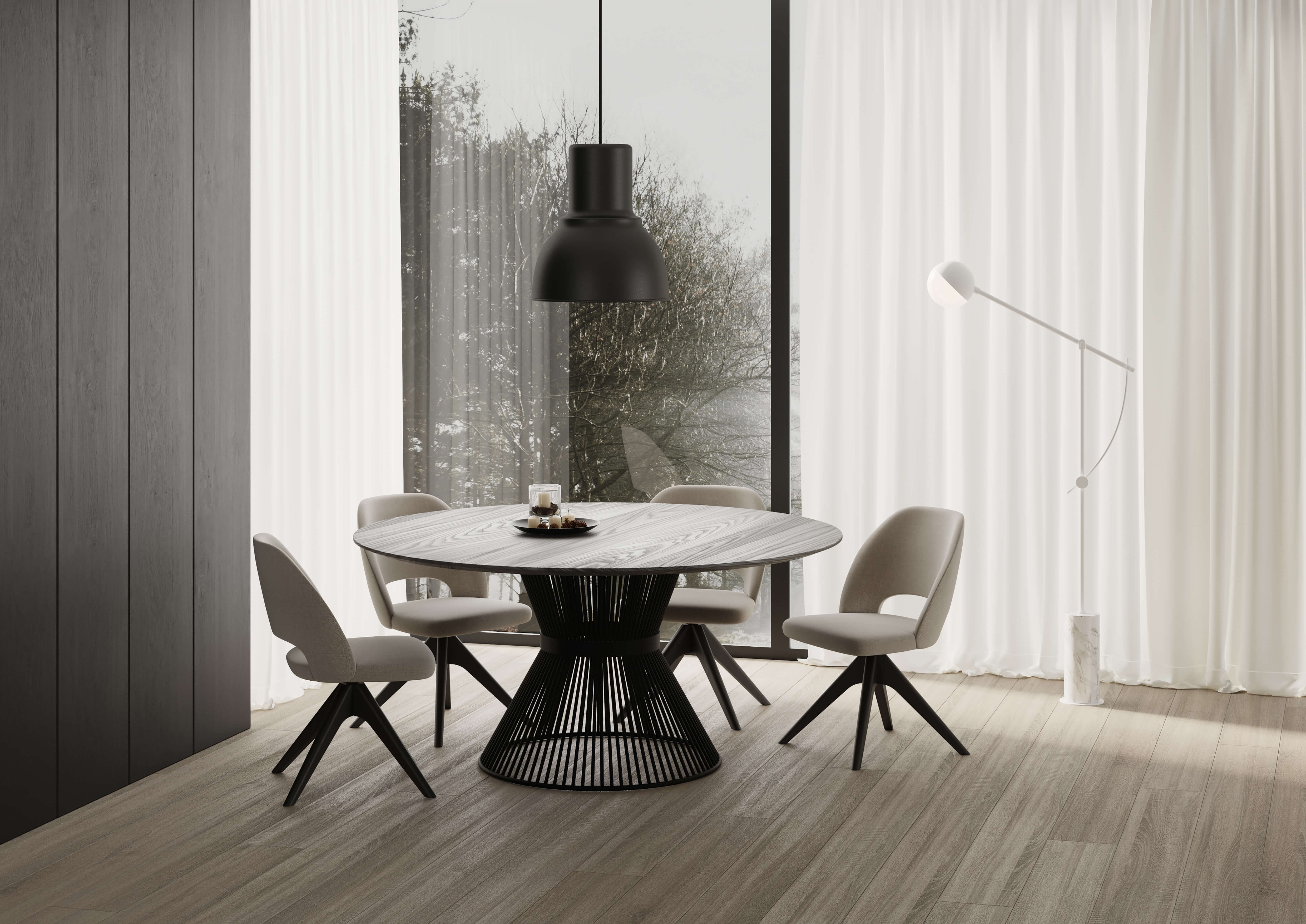 Oak Circular Dining Table — view or finish 3
