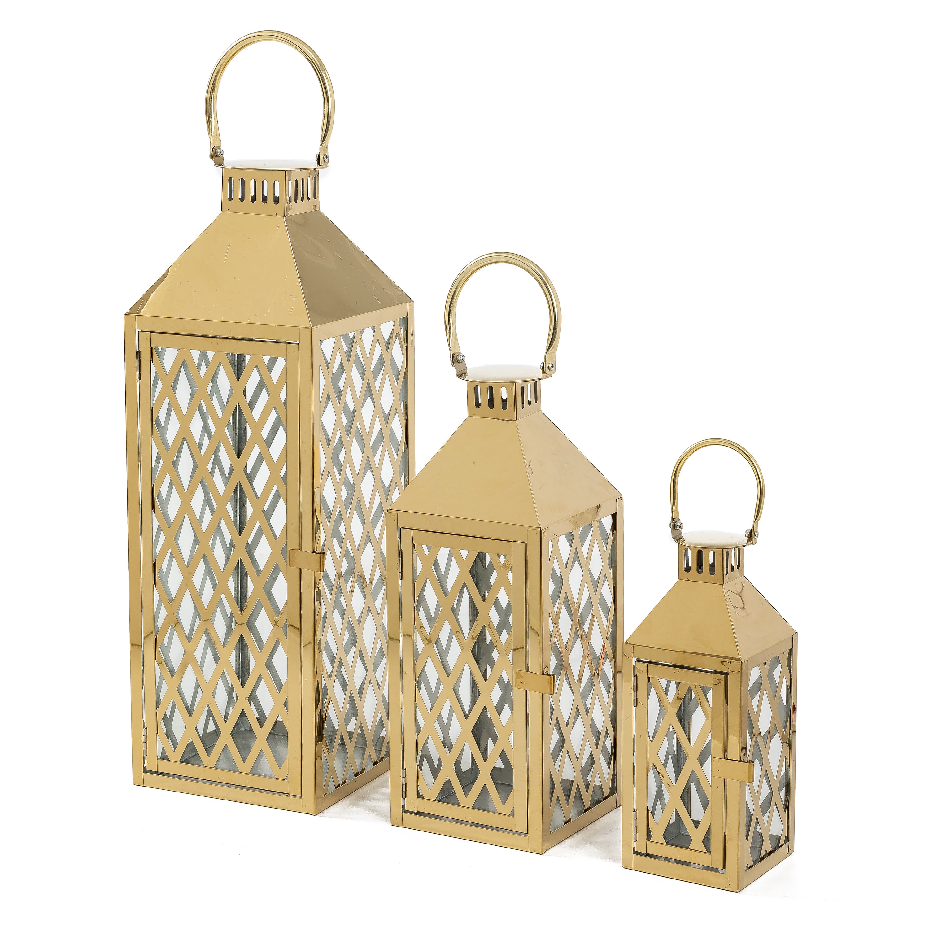 Etoile Glow Metal & Glass Lantern Set of 3