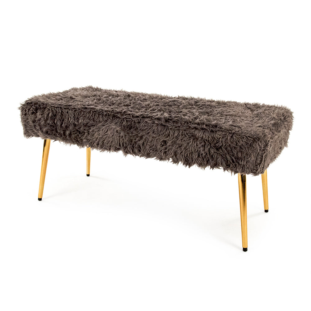 Slate Grey Faux Fur Bench