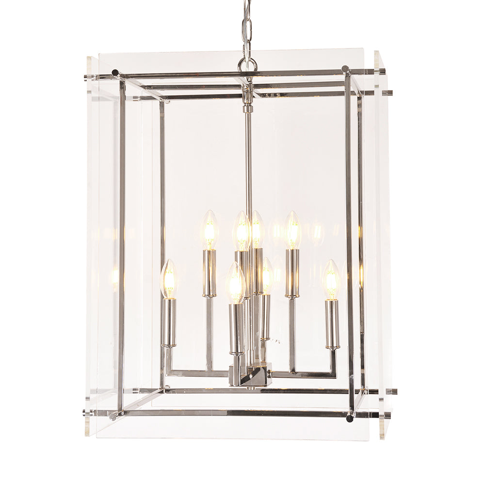 Glass Box on Chrome Pendant Light